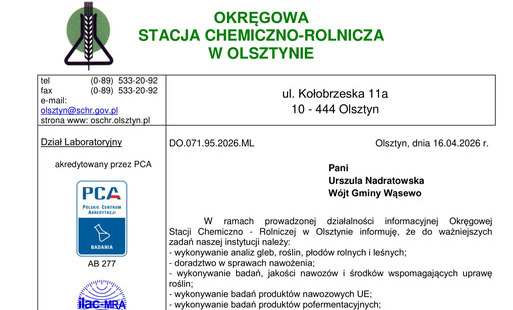 Zdjęcie do Informacja Okręgowej Stacji Chemiczno-Rolniczej w sprawie organizacji badań gleb w gospodarstwach rolnych